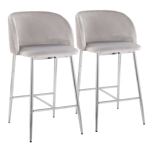 Fran Pleated Waves 26" Fixed-height Counter Stool - Set Of 2
